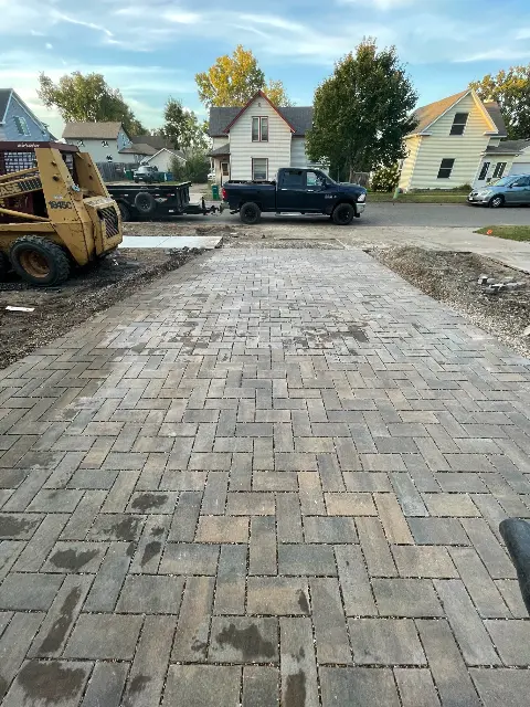 Newly paved driveway with interlocking pavers in Waconia